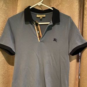 Burberry London Pique Check Polo with Navy trim S